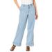 Plus Size Women's Invisible Stretch® Contour High-Waisted Wide-Leg Jean by Denim 24/7 in Light Wash (Size 32 W)