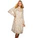 Plus Size Women's Coraline Metallic Print Georgette Dress by June+Vie in Oatmeal (Size 14/16)