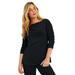 Plus Size Women's Ruched-Sleeve Tee by June+Vie in Black (Size 22/24)