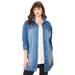 Plus Size Women's Long Denim Jacket by Roaman's in Medium Wash (Size 32 W)