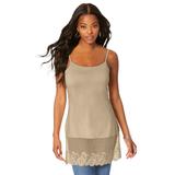 Plus Size Women's Lace-Hem Camisole by Roaman's in Sandy Beige (Size 18/20)