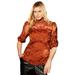 Plus Size Women's Mockneck Lace Top by June+Vie in Copper Lotus Lace (Size 22/24)