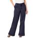 Plus Size Women's Invisible Stretch® Contour High-Waisted Wide-Leg Jean by Denim 24/7 in Indigo Wash (Size 14 W)