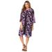 Plus Size Women's 2-Piece Duster Jacket Dress by Jessica London in Purple Watercolor Floral (Size 16 W)