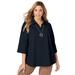 Plus Size Women's Knit Crepe Trapeze Tunic by Jessica London in Black (Size L)