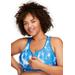 Plus Size Women's Full Figure Plus Size Zip Up Front-Closure Sports Bra Wirefree #9266 Bra by Glamorise in Blue Tie-dye (Size 40 F)