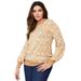 Plus Size Women's Jacquard Pullover Sweater by June+Vie in Camel Dotted Animal (Size 30/32)