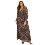 Plus Size Women's Chiffon Maxi Dress by June+Vie in Multi Bias Bandana (Size 18/20)