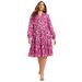 Plus Size Women's Coraline Metallic Print Georgette Dress by June+Vie in Raspberry (Size 26/28)