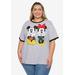 Plus Size Women's Disney Mickey & Minnie Mouse Ringer T-Shirt Gray by Disney in Gray (Size 1X (14-16))