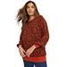 Plus Size Women's Jacquard Pullover Sweater by June+Vie in Copper Ikat Medallion (Size 18/20)