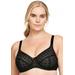 Plus Size Women's Full Figure Plus Size Lace Comfort Wonderwire Bra Underwire #9855 Bra by Glamorise in Black (Size 40 D)