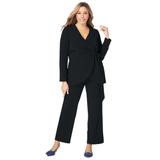 Plus Size Women's Faux Wrap Pantsuit by Jessica London in Black (Size 30 W)