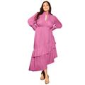 Plus Size Women's Asymmetrical Chiffon Midi Dress by June+Vie in Mauve Orchid (Size 30/32)