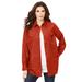 Plus Size Women's Faux Suede Lazer-Cut Big Shirt by Roaman's in Copper Red Open Medallion (Size 42 W)