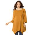 Plus Size Women's Textured Knit Hanky-Hem Top by Roaman's in Rich Gold (Size 26/28)