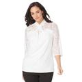 Plus Size Women's Lace Twist Top by Jessica London in White (Size 3X)