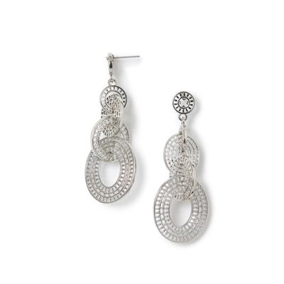 Plus Size Women's Interlocking Drop Earrings by Accessories For All in Silver