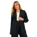 Plus Size Women's Metallic Pinstripe Double-Breasted Blazer by June+Vie in Black Metallic Stripe (Size 10 W)