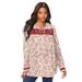 Plus Size Women's Printed Button-Down Top by Roaman's in Ivory Etched Flower (Size 38 W)