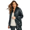 Plus Size Women's Bomber Jacket by June+Vie in Black Medallion Openwork (Size 18/20)