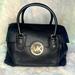 Michael Kors Bags | -Large Black Pebbled Leather Margo Satchel- Euc | Color: Black/Gold | Size: Os