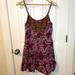 Free People Dresses | Free People Boho Floral Tank Mini Dress W/ Brass Colored Embroidery Sz L | Color: Purple/Red | Size: L