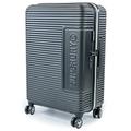 Superdry 24 Inch Medium Suitcase - Lightweight 3.5kg, Robust, TSA Locks, with 8 Smooth Spinner Wheels, Telescopic Trolley System, Clothing Retention Straps & 63 Litre Capacity (Black/Silver, Medium)