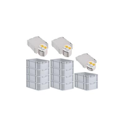 PROREGAL 10x Eurobox NextGen Grip mit Scharnierdeckel & gelben Verschlüssen | HxBxT 22x40x60cm | 44 Liter | Griffe geschlossen | Verstärkter Boden Image