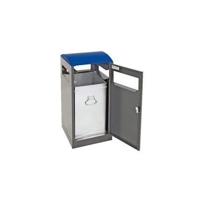 PROREGAL Abfallbehälter für Außenbereiche mit verzinktem Innenbehälter, 40L, HxBxT 81,5x35x35cm, Brandschutzklasse A1, Anthrazitgrau/Enzianblau Image