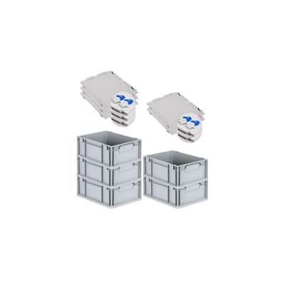 PROREGAL SuperSparSet 5x Eurobox NextGen Economy mit Scharnierdeckel & blauen Verschlüssen, Griffe zu, HxBxT 17x30x40cm, 16L, Eurobehälter Image