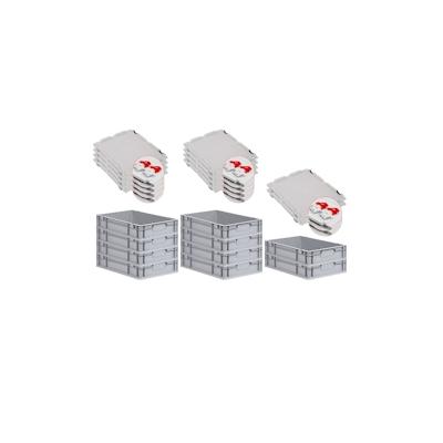 PROREGAL SuperSparSet 10x Eurobox NextGen Economy mit Scharnierdeckel & roten Verschlüssen, Griffe zu, HxBxT 12x40x60cm, 23L, Eurobehälter Image