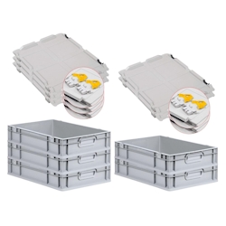 PROREGAL SuperSparSet 5x Eurobox NextGen Economy mit Scharnierdeckel & gelben Verschlüssen, Griffe zu, HxBxT 12x40x60cm, 23L, Eurobehälter, Box Image