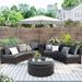 PE Wicker Conversation Furniture Set w/ One Storage Side Table, 6 Pieces Outdoor Sectional Half Round Patio Rattan Sofa Set