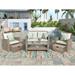 Patio Furniture Set, 4 Piece Outdoor Conversation Set All Weather Wicker Sectional Sofa, Ottoman and Cushions