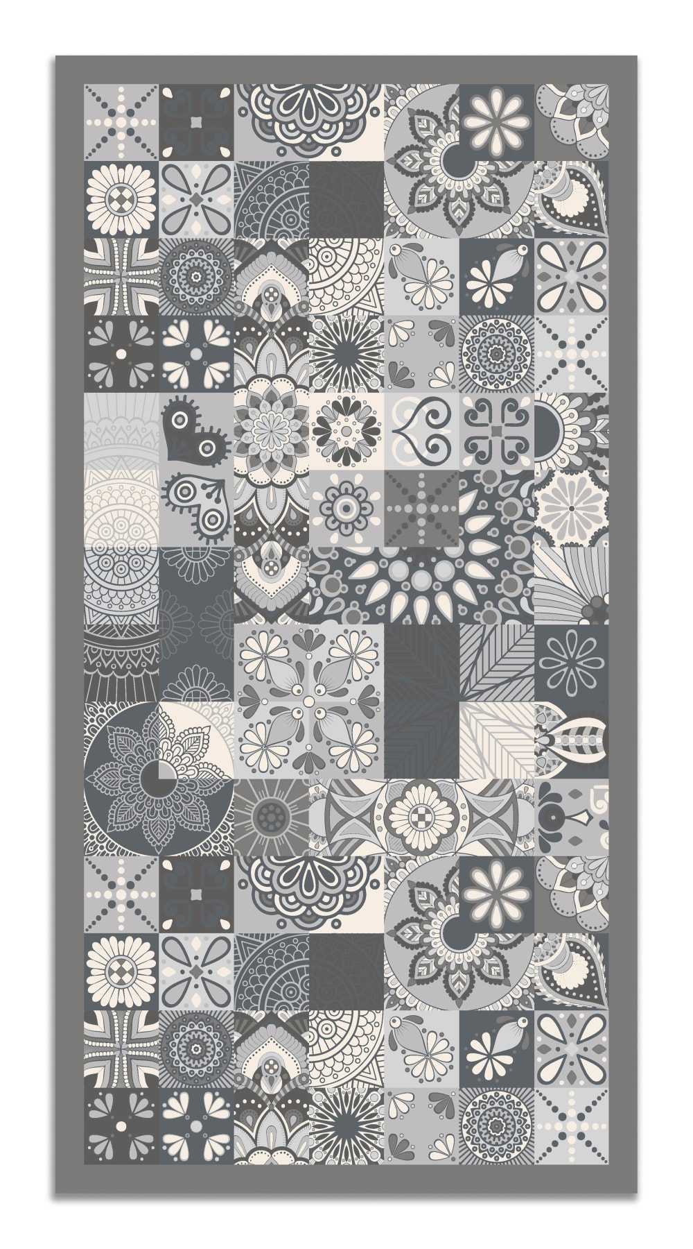 Tapis vinyle carreaux ciments cuisine gris 120x160cm