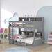 Germaun Twin over Twin Standard Bunk Bed w/ Shelves by Harriet Bee Wood in Gray | 68.9 H x 48.7 W x 78.3 D in | Wayfair