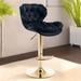 Rosdorf Park Nels Swivel Adjustable Height Bar Stool Wood/Upholstered/Velvet/Metal in Black | 18.9 W x 22 D in | Wayfair