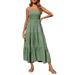 Women s Cute Strap Dress Summer Casual Sleeveless Swing Dress Vintage Flowy Swing Slim Fit Beach Midi Dress