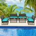 Gymax 8PCS Patio Rattan PE Wicker Furniture Conversation Set w/ Sofa Chair & Table