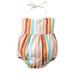 Carolilly Infant Baby Girls Romper Colorful Stripe Tie-Up Halter Neck Sleeveless Ruffles Newborn Jumpsuits Summer Clothes Bodysuits