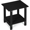Nalone 2 -Tier Outdoor Side Table HDPE Adirondack Table Patio Side Table with Wood-Like Grain Weather Resistant End Table Small Outdoor Table (Rectangular Black)