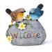 HiMiss Artificial Ornaments Welcome Sign Simulation Bird Sculptures Statues Resin Handicraft for Yard Patio Lawn Garden