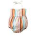 Thaisu Infant Baby Girls Romper Colorful Stripe Tie-Up Halter Neck Sleeveless Ruffles Newborn Jumpsuits Summer Clothes Bodysuits