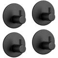 Noarlalf Bathroom Accessories Black Style Stainless Hole 4Pcs Hook Home Steel Decoration Bathroom Products Bathroom Set 14*4*2