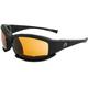 Alpha Omega 3 Motorcycle Sunglasses Foam Padded Riding Safety Glasses Z87.1 Convertible to Goggles for Men or Women Black Frame Amber Lenses