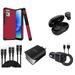 BD Combo Bundle Case for Moto G Power 5G 2023 Case - (Magenta Pink) Dual Shockproof Protector Armor Case with Wireless Earbuds Car Charger Wall Charger USB Cables (3ft 6ft 10ft)