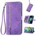 K-Lion for Samsung Galaxy A32 5G Samsung Galaxy A32 5G Wallet Case for Women Men Durable Embossed PU Leather Magnetic Flip Zipper Card Holder Phone Case with Wristlet Strap Purple