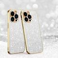 Electroplated Sparkle Case for iPhone 12 Pro Max Shining Glitter Metal Frame Shockproof Slim Cover with CD Pattern Lens Protection Circle for iPhone 12 Pro Max Women Girls Silver