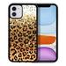 FINCIBO Soft Rubber Cover Case for Apple iPhone 11 6.1 2019 (NOT FIT Apple iPhone 11 Pro 5.8 or Apple iPhone Pro Max 6.5 ) Yellow Glitter With Black Yellow Leopard